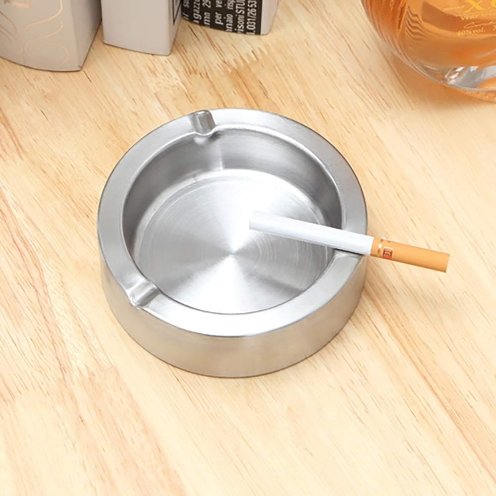 Round Smoking Ashtray, Cigarette Holder Ashtray, Elegant Stainless Steel Ashtray, Simple Ashtray Ornament for Cigarette, Premium Modern Smoking Holder, Windproof Ash Holder