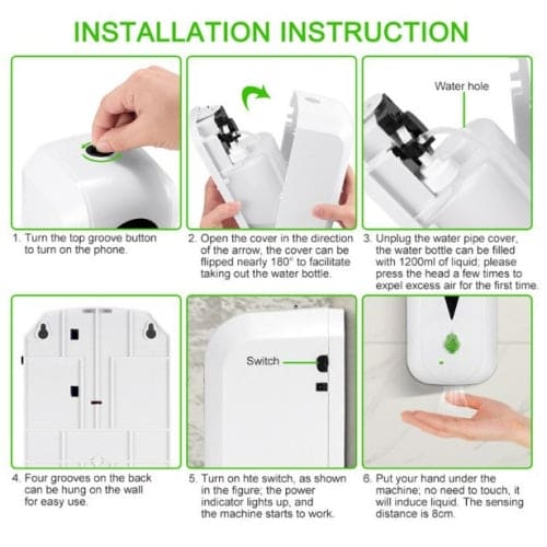 Touchless Soap Dispenser, Automatic Alcohol Sprayer, Motion Sensor Soap Dispenser, Wall Mounted Touchless Soap Dispenser, Auto Induction Foaming Hand Washer, 1200ML Touchless Liquid Spray Dispenser, Smart Sensor Soap Dispenser