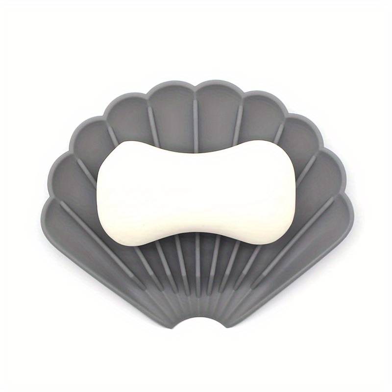 Sea Shell Soap Dish, Anti Slip Creative Soap Box, Self Draining Soap Bar Holder, Bathroom Silicone Soap Dish Tray, Kitchen Countertop Sink Splash Drying Mat, Sponge Drain Pad Rack, Silicone Washing Table Soap Tray