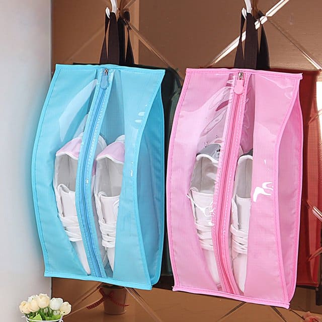 Hanging Shoe Organizer, Portable Shoe Storage Bag, Waterproof Oxford Cloth Shoes Storage Bag, Transparent Shoe Bags, Large Capacity Colorful Travel Shoe Bag, Travel Portable Sorting Pouch
