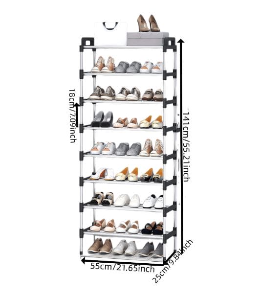 6 Tier Classic Shoe Rack, Stainless Steel Multilayer Shoe Storage Shelf, Stackable Shoe Rack With Side Support, Easy, Shoe Organizer Shelf for Entryway, Multifunctional Free Standing Shoe Cabinet, Hallway Cabinet Organizer Holder