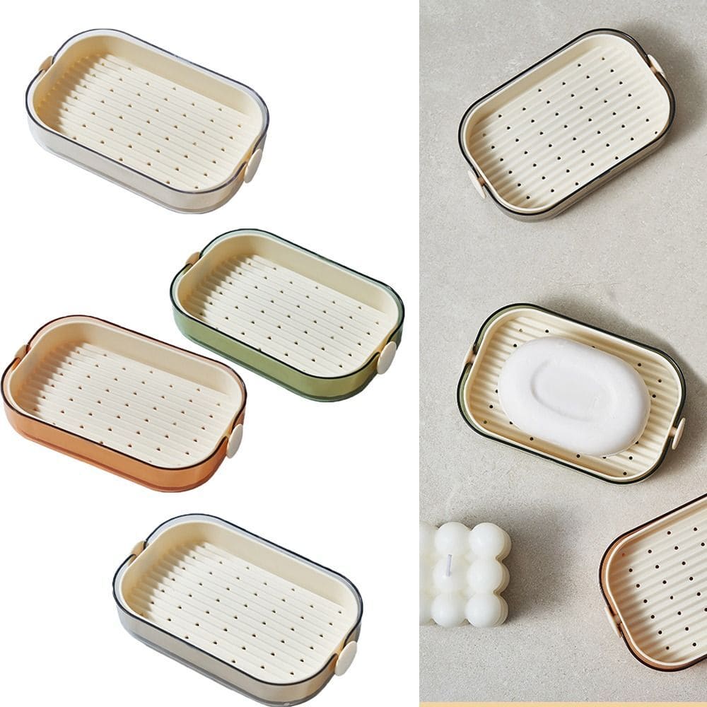Split Type Soap Dish, Double Layer Soap Dish, Bathroom Kitchen Sink Organizer, Water Draining Soap Double Latte Dish