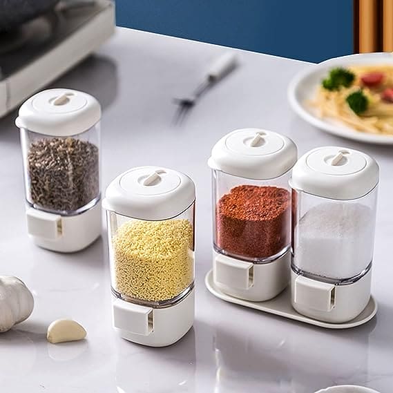 Press Type Spice Shaker, Measuring Seasoning Box, Press-Type Quantitative Salt Shaker, Household Metering Press Salt Sprinkling Tank