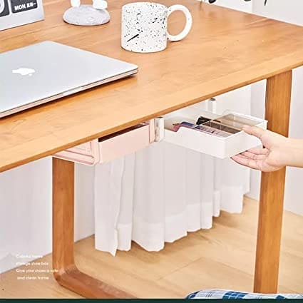 Hidden Drawer Organizer, Under Desk Drawer Storage Organizer, Under Desk Self Adhesive Hidden Drawer, Hanging Hidden Pen Box, Hidden Drawer Key Storage Box, Under Desk Student Office Stationery Box,
