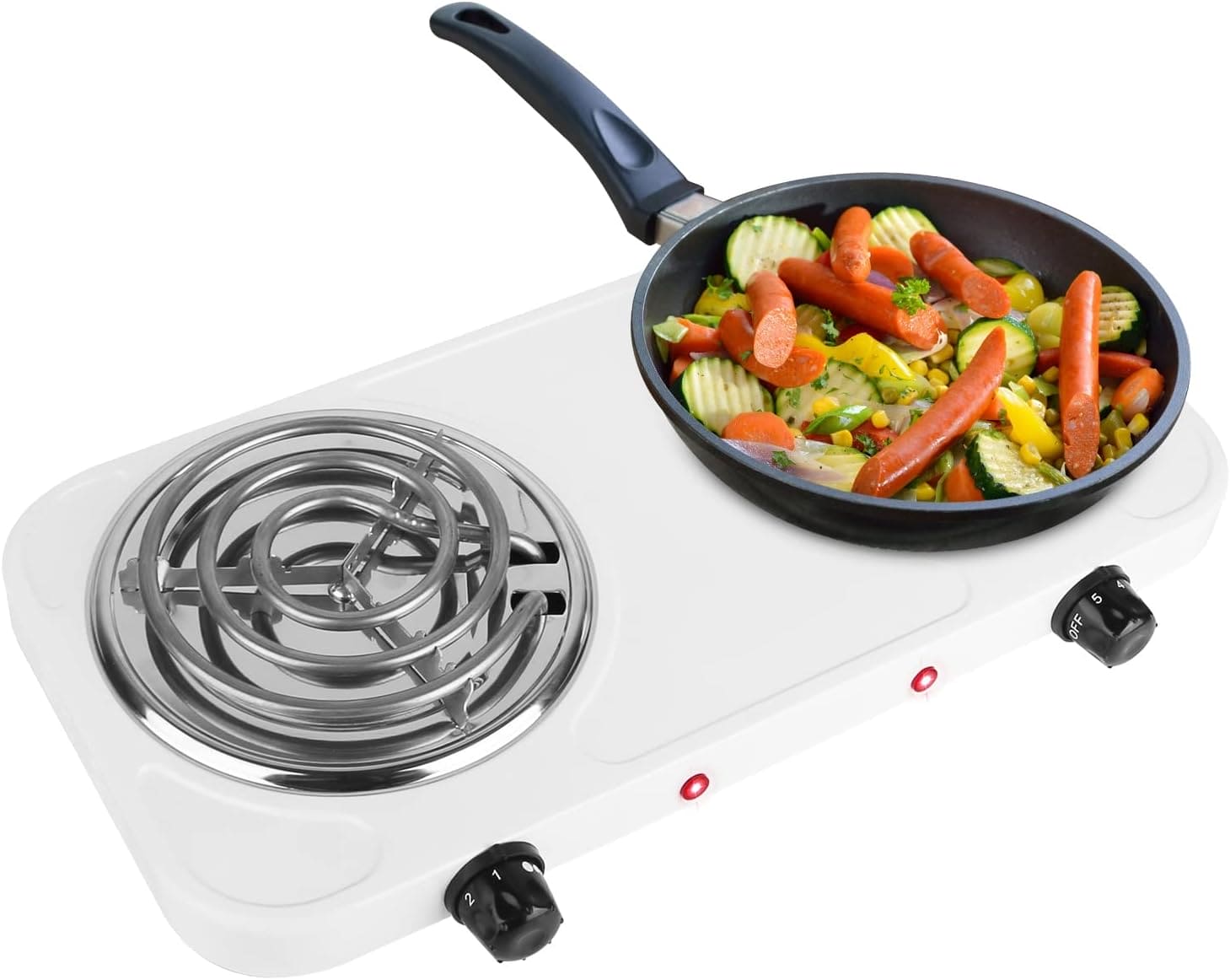 Double Head Electric Stove, Stainless Steel Induction Cooker, Portable Dual Hot Plate for Kitchen, Two Burner Electric Stove, Electric Countertop Stove Cooktop, Automatic Temperature Control Electric Stove, Home Double Burner Coil Hotplate