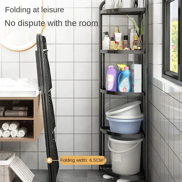 Tripod Folding Trolley Rack, Kitchen Bathroom Corner Storage Shelf, Home Snack Vegetables Storage Rack, Multifunctional Extension Parallel Trolley