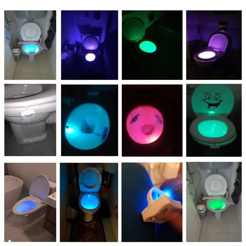 Toilet Bowl Led Sensor Lamp, Bathroom Colorful Motion Sensing Night Light, Multicolor Toilet Bowl Seat Lamp for Bathroom, Toilet Rgb Inside Light, Motion Sensor Activated Glow for Toilet Bathroom Bowl