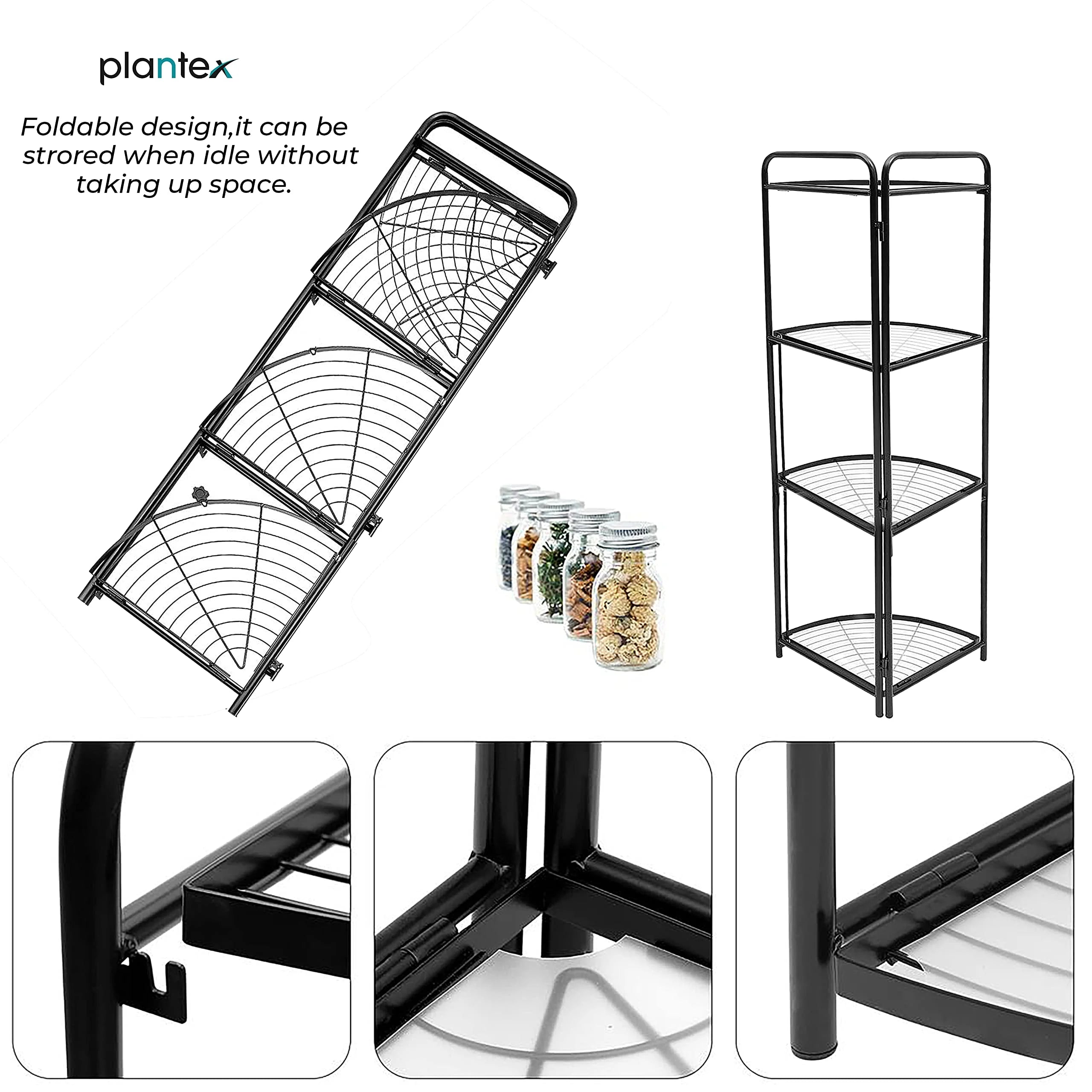Tripod Folding Trolley Rack, Kitchen Bathroom Corner Storage Shelf, Home Snack Vegetables Storage Rack, Multifunctional Extension Parallel Trolley