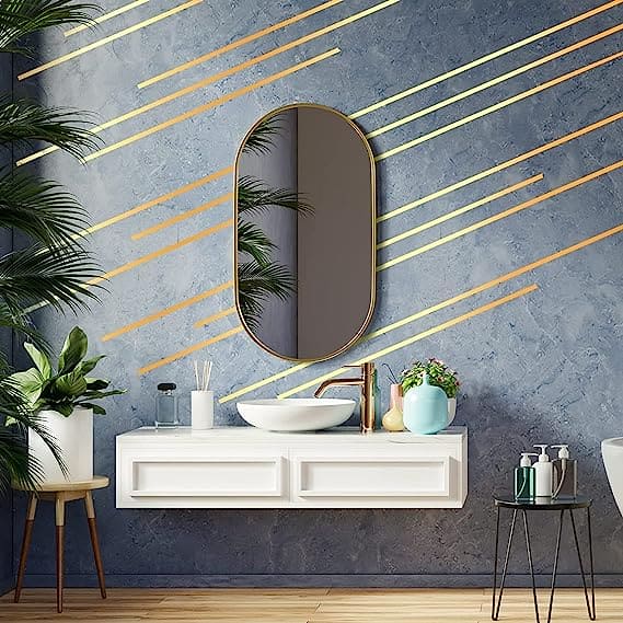 Metallic Floor Sealing Sticker, Tile Tape Sticker, Self Adhesive Sealing Foil Strips, Background Wall Home Decoration Caulk Tape, Waterproof Seam Wall Stickers, Decoration Tape For Home Floor Tiles, Wall Decor, Gold Foil Self Adhesive Tile Stickers Tape