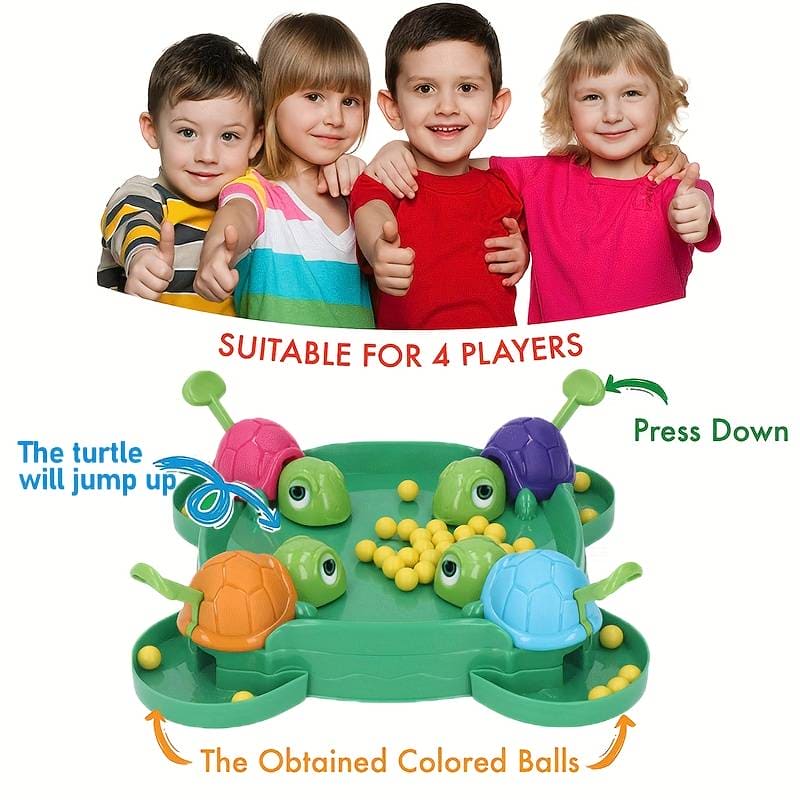 Hungry Turtle Board Toy, Turtle Snatching Bean Ball Table Game, Kids Desktop Competitive Game, Multiplayer Competitive Race Toy, Children's Little Turtle Eating Beans Toy, Creative Launchers Game