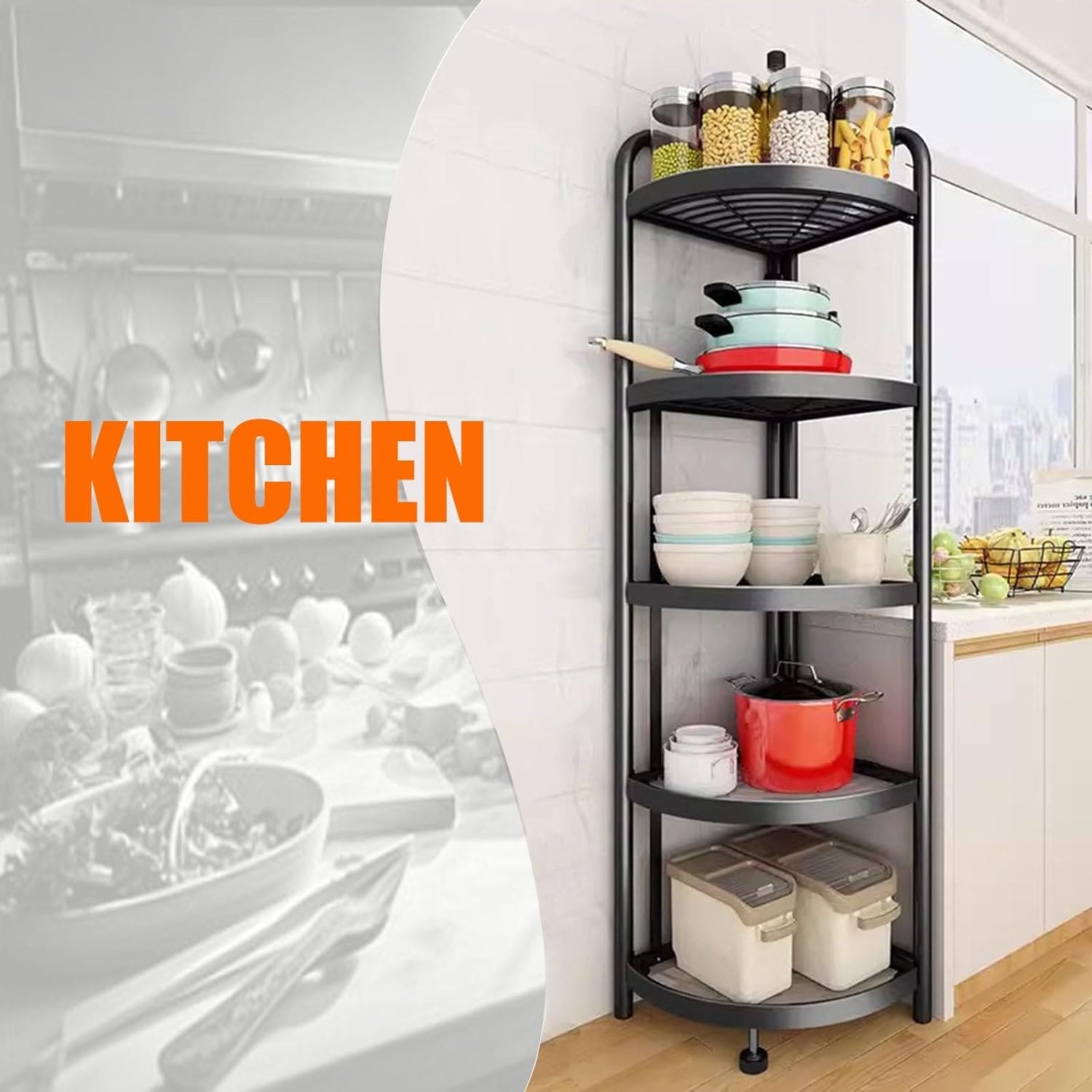 Tripod Folding Trolley Rack, Kitchen Bathroom Corner Storage Shelf, Home Snack Vegetables Storage Rack, Multifunctional Extension Parallel Trolley