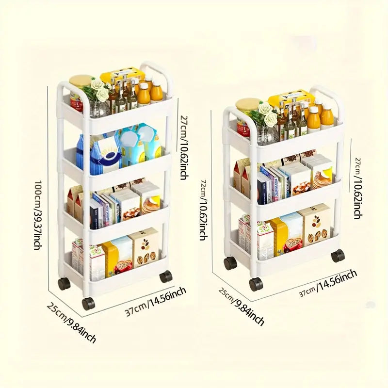 Mobile Durable Rolling Cart, Multi Layer Kitchen Trolley Cart, Snacks Storage Rack with Wheels, Movable Gap Storage Rack, Trolley Organizer Auxiliary Cart, Home Snack Vegetables Storage Rack with Wheels