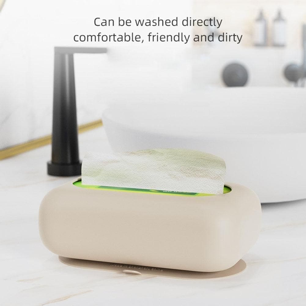 Silicone Tissue Holder Cover, Suction Cup Napkin Storage Cover, Punch Free Tissue Box With Sucker, Foldable Square Napkin Tissue Cover, Universal Refillable Rectangle Tissue Dispenser