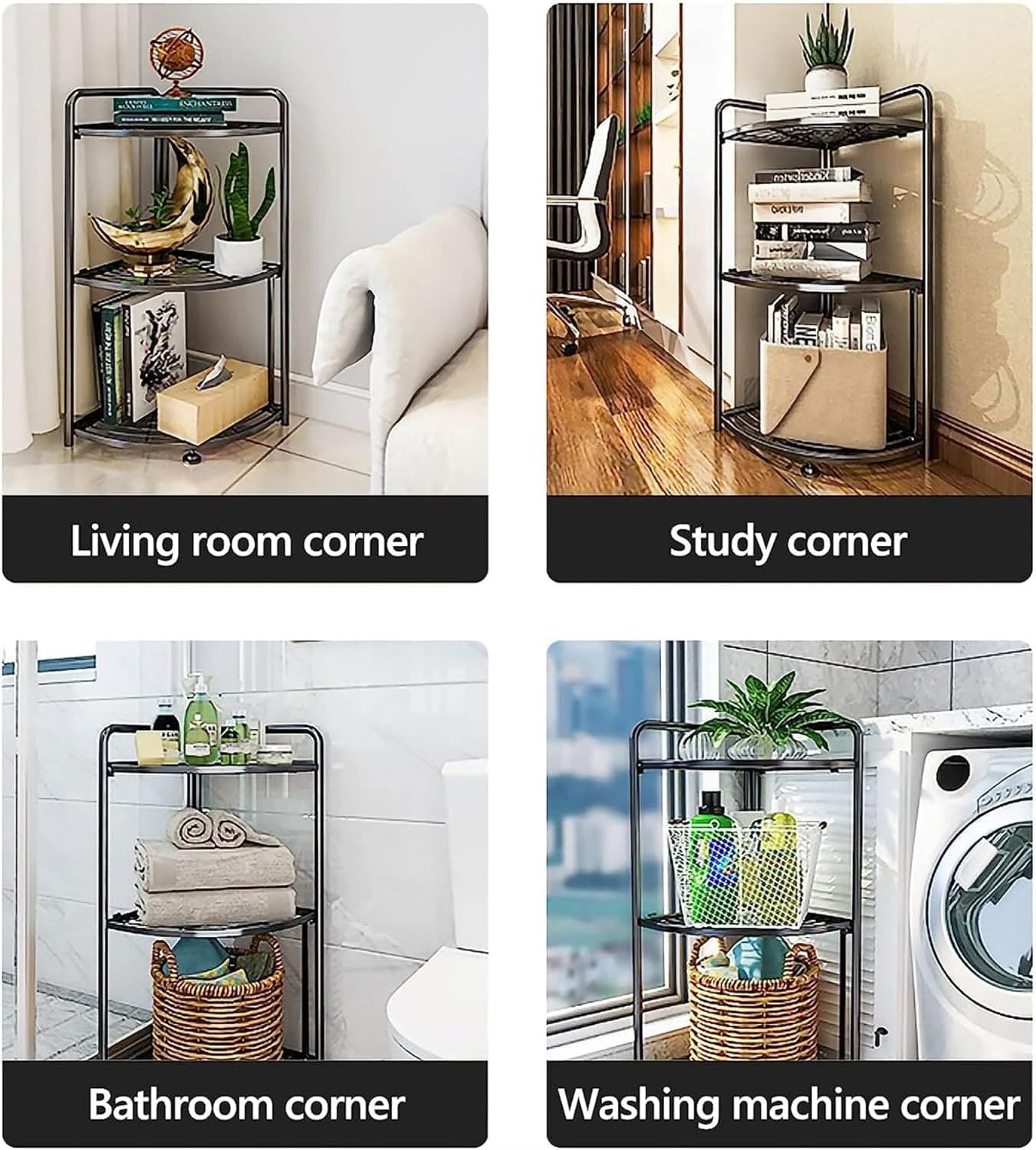 Tripod Folding Trolley Rack, Kitchen Bathroom Corner Storage Shelf, Home Snack Vegetables Storage Rack, Multifunctional Extension Parallel Trolley