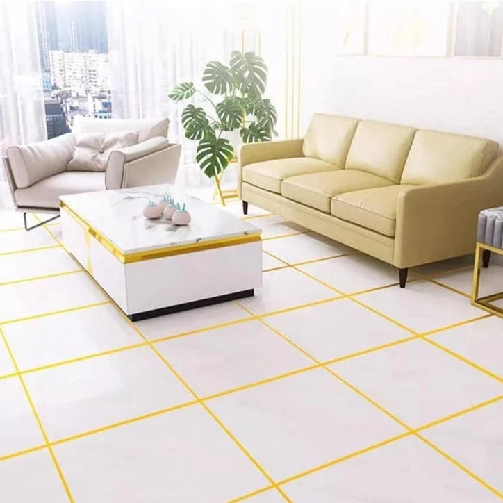 Metallic Floor Sealing Sticker, Tile Tape Sticker, Self Adhesive Sealing Foil Strips, Background Wall Home Decoration Caulk Tape, Waterproof Seam Wall Stickers, Decoration Tape For Home Floor Tiles, Wall Decor, Gold Foil Self Adhesive Tile Stickers Tape