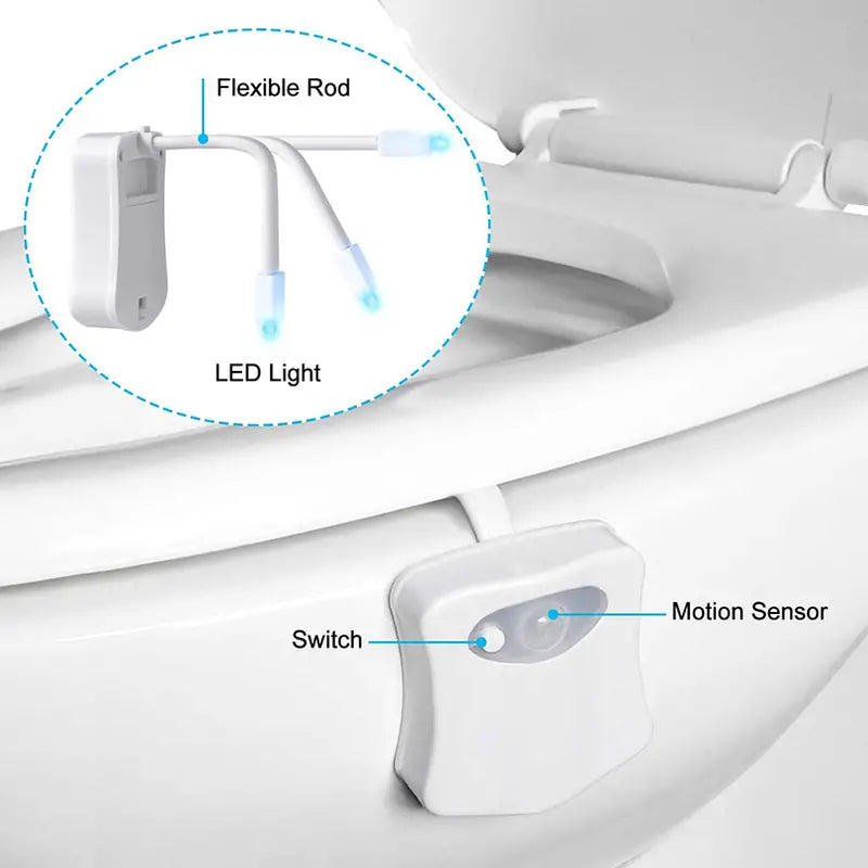 Toilet Bowl Led Sensor Lamp, Bathroom Colorful Motion Sensing Night Light, Multicolor Toilet Bowl Seat Lamp for Bathroom, Toilet Rgb Inside Light, Motion Sensor Activated Glow for Toilet Bathroom Bowl