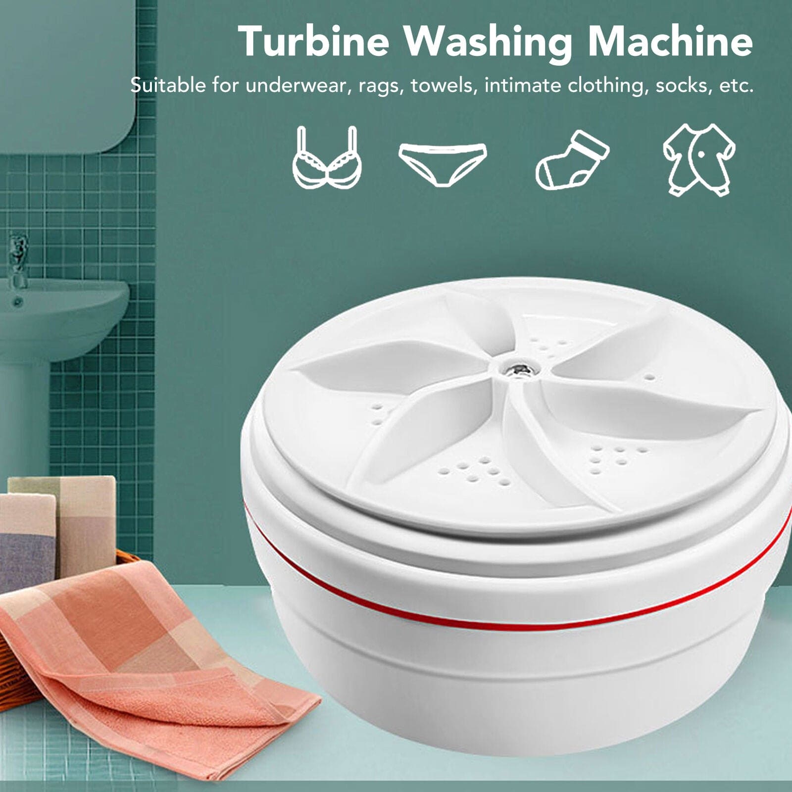 2 in 1 Ultrasonic Turbo Washing Machine, Portable Travel Washer, Air Bubble And Rotating Mini Ultrasonic Washing Machine, Portable Removes Dirt Washer, USB Cable Machine for Travel