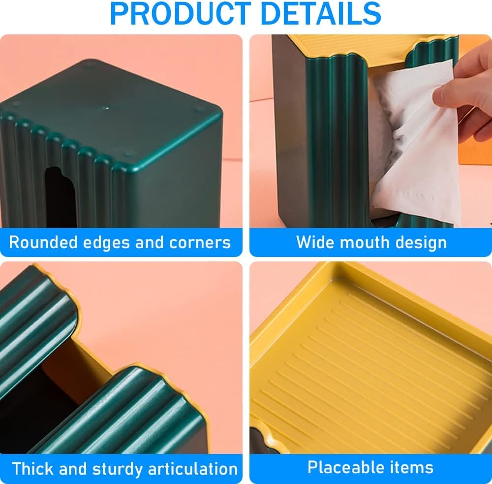 Funky Facial Tissue Box, Wall Mounted Napkin Holder, Self Adhesive Simple Paper Shelf, Nordic Luxury Tissue Box, Rectangular Plastic Tissue Paper Holder, Tissue Storage Box with Storage Shelf, Folded Hand Towel Dispenser