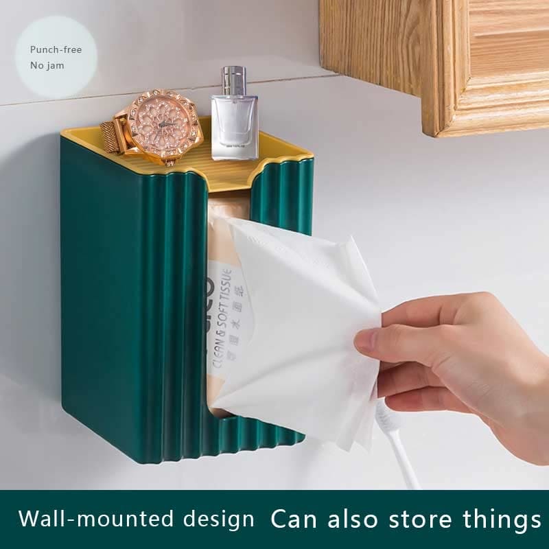 Funky Facial Tissue Box, Wall Mounted Napkin Holder, Self Adhesive Simple Paper Shelf, Nordic Luxury Tissue Box, Rectangular Plastic Tissue Paper Holder, Tissue Storage Box with Storage Shelf, Folded Hand Towel Dispenser