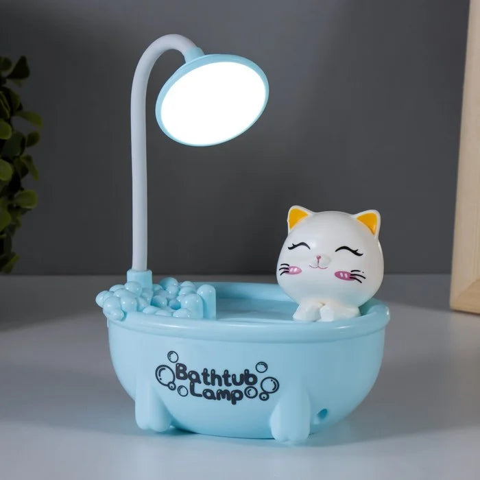 3 In 1 Bathtub Table Lamp With Sharpener, Cartoon Bathtub LED Study Lamp, Bathtub Lamp For Kid With Sharpener, Portable LED Study lamp, Study Reading Desk Lamp