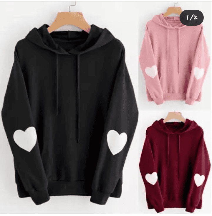 Heart Sleeves Print Hoodie