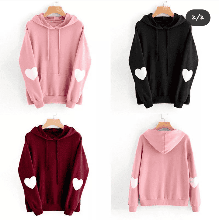 Heart Sleeves Print Hoodie