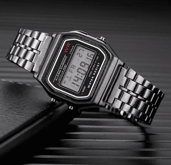 New Retro Classic LED Stainless Steel Digital Unisex Watch