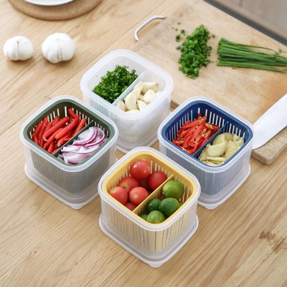 Refrigerator Storage Box Vegetable Fruit Storage Box Fridge Organizer Onion  Ginger Crisper Sealed Microwavable Food Container