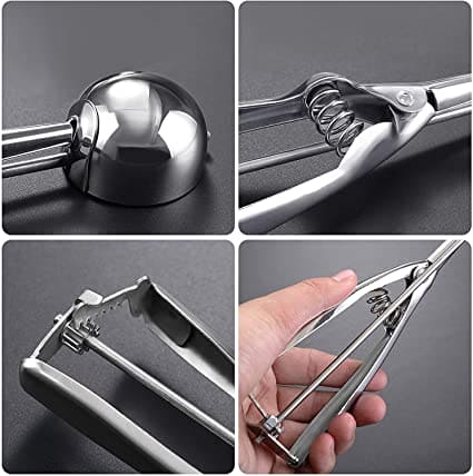 Steel Ice Cream Scoop Spoon, Stainless Steel Ice Cream Digger, Non Stick Ice Ball Maker, Dual Purpose Cream Dipper, Multifunctional Ice Cream Scoops Stack, Ice Cream Scooper With Trigger, Scoop Spoon For Ice Cream Fruit Cookie
