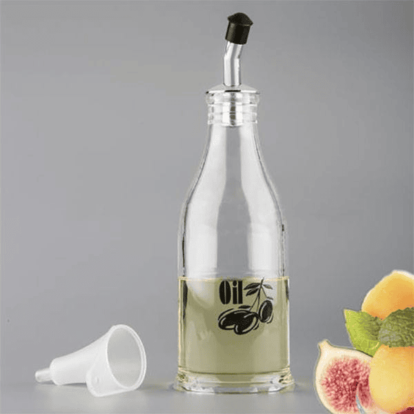 Acrylic Kitchen Oil Bottle, Oil Condiment Bottle With Metal Nozzle, Vinegar And Oil Dispenser, Transparent Oil Pouring Bottle, 800ml Kitchen Oil Dispenser Funnel Bottle, Oil Dispenser For Kitchen and Barbecue Party, Pouring Oil Bottle