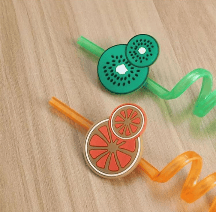 Pack Of 4 Fruity Straws, Silly Crazy Loop Fruity Straw, Flamingo Fruity Straw