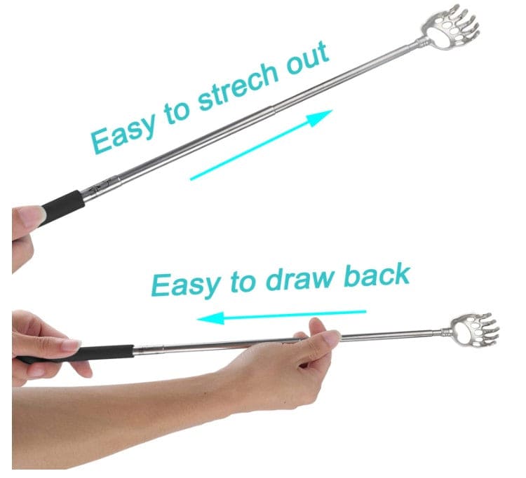 Stainless Steel Telescopic Back Scratcher, Claw Portable Massager, Anti Itch Self Massager, Hackle Hand Telescopic Back Scratcher, Bear Claw Extendable Telescoping Itch Sticks