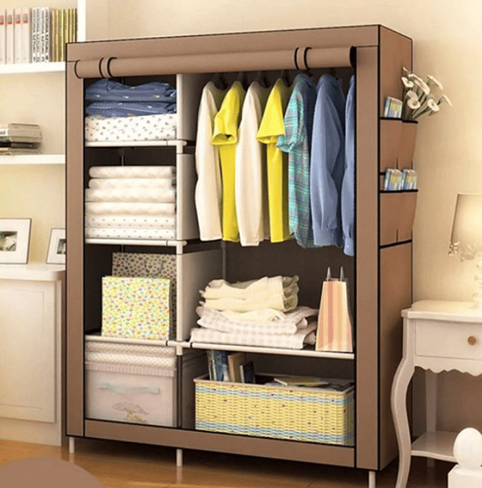 Portable Closet Storage Organizer Clothes Wardrobe Shoe Clothing Rack Shelf  Dustproof Non-woven Fabric,Quick and Easy to Assemble 