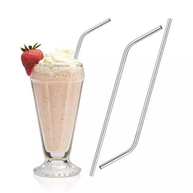 Set Of 4 Stainless Steel Straws With Cleaning Brush, Reusable And Environment Friendly Straw Set
