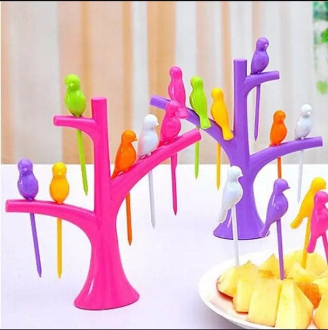 Tree Bird Fruit Picks, Tableware Multiple Use Snack Cake Dessert Toothpicks, Cute Cartoon Fruit Toothpicks For Kids