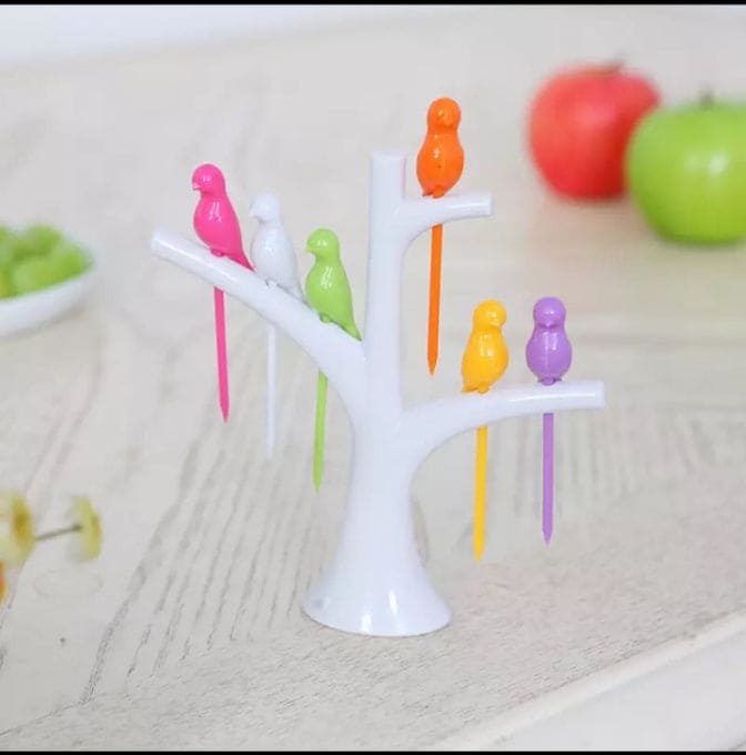 Tree Bird Fruit Picks, Tableware Multiple Use Snack Cake Dessert Toothpicks, Cute Cartoon Fruit Toothpicks For Kids