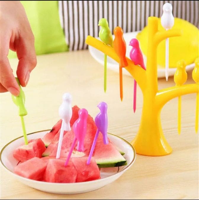 Tree Bird Fruit Picks, Tableware Multiple Use Snack Cake Dessert Toothpicks, Cute Cartoon Fruit Toothpicks For Kids