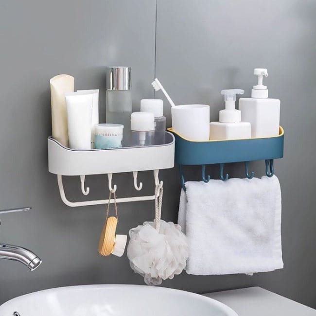 Wall Mounted Bathroom Shelf Floating Shelf Shower Shampoo Hanging Holder  Rack Punch-Free Self-Adhesive Wall Storage Organizer 