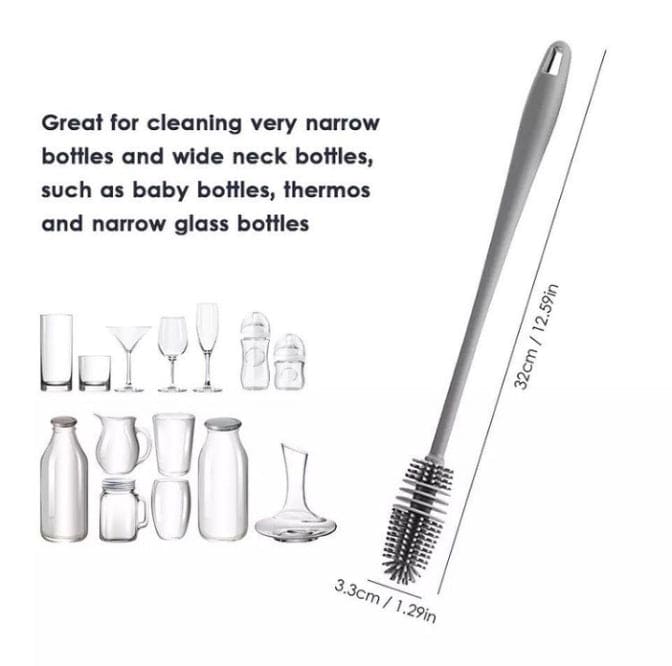 Bottle Cleaning Brush, Rubber TPR Bristles Long Handle Cleaning Brush, Milk Bottle Cleaning Brush, Bendable Toilet Brush For Bathroom, Deep-Cleaning Toilet Bowl Brush