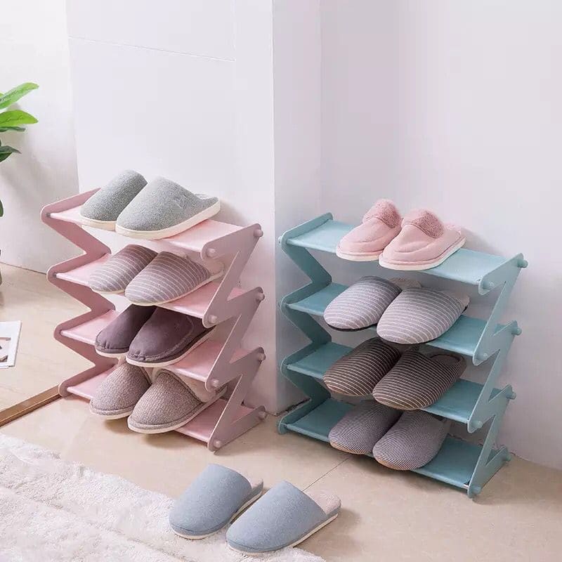 Expandable Z-shaped Shoe Rack, Shoe Shelf Storage Organizer, Simple Assembled Stainless Steel Storage Shelf for Shoes Book, Z Shape Shoe Stand Rack
