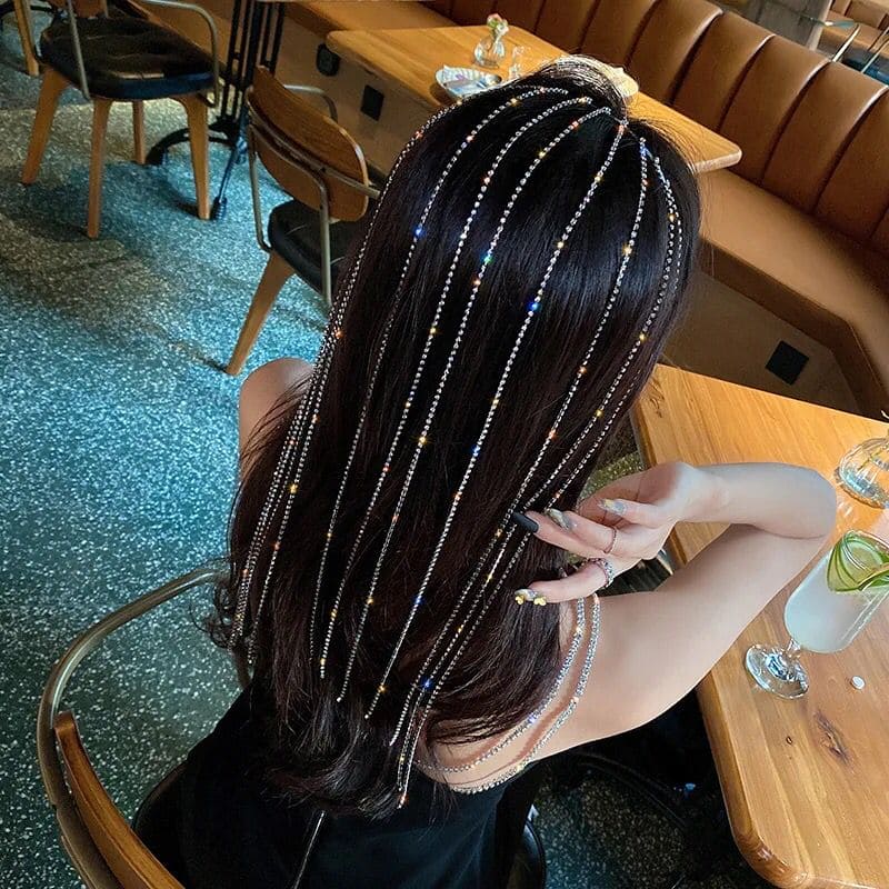 Amazing Open Hair Jewellery Metal Long Tassels Crystal Headband Hair Hoop Elegant Wind Princess Hairpin Women Jewellery