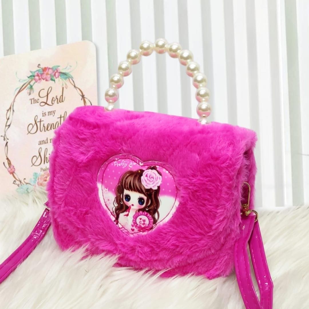 Fur Stuff Cross Body Bag, Princess Shoulder Bag, Girls Fashion Backpack Shopping Handbag