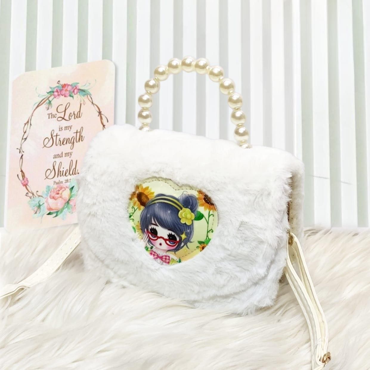 Fur Stuff Cross Body Bag, Princess Shoulder Bag, Girls Fashion Backpack Shopping Handbag