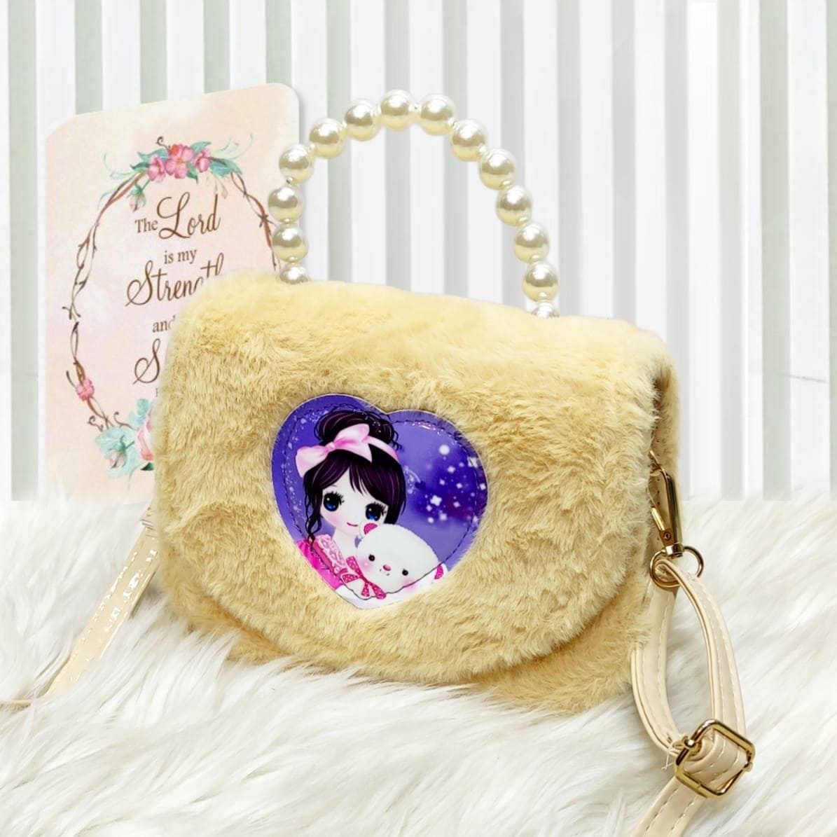 Fur Stuff Cross Body Bag, Princess Shoulder Bag, Girls Fashion Backpack Shopping Handbag
