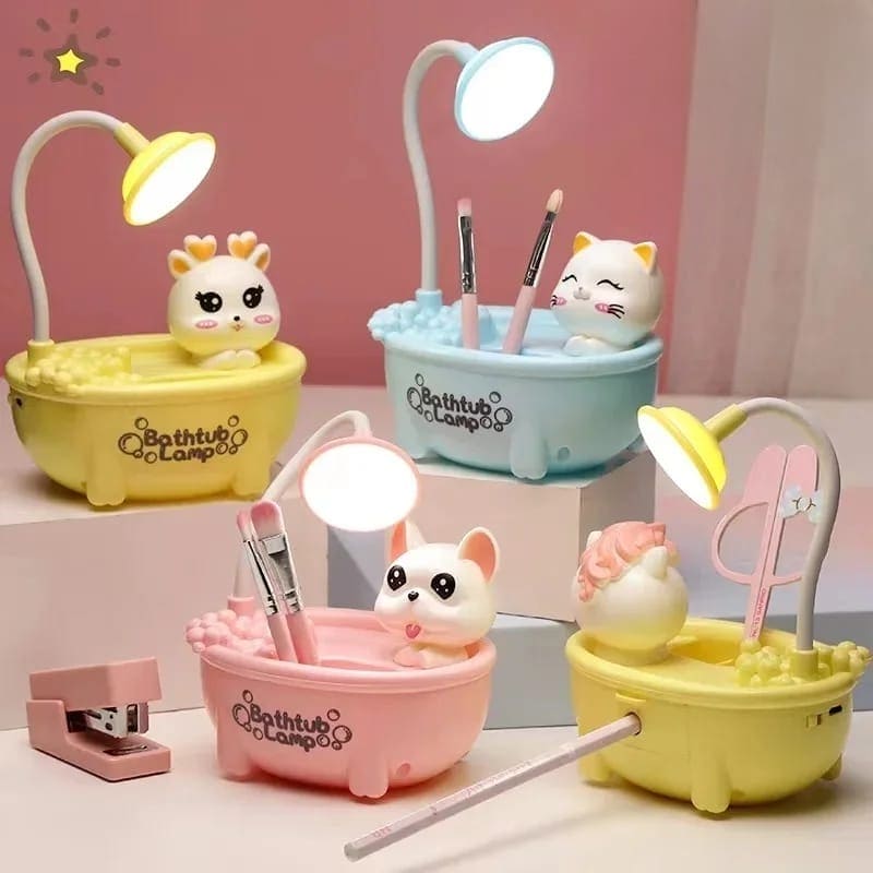 3 In 1 Bathtub Table Lamp With Sharpener, Cartoon Bathtub LED Study Lamp, Bathtub Lamp For Kid With Sharpener, Portable LED Study lamp, Study Reading Desk Lamp