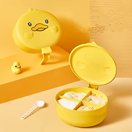 Duck Shape 4 Grid Spice Box, Seasoning Box Storage Container, 4 Compartment Enclosed Space Box, Spice Herbs Condiment Jar, Kitchen Supplies Household Tool, Spice Jar with 4 Spoons