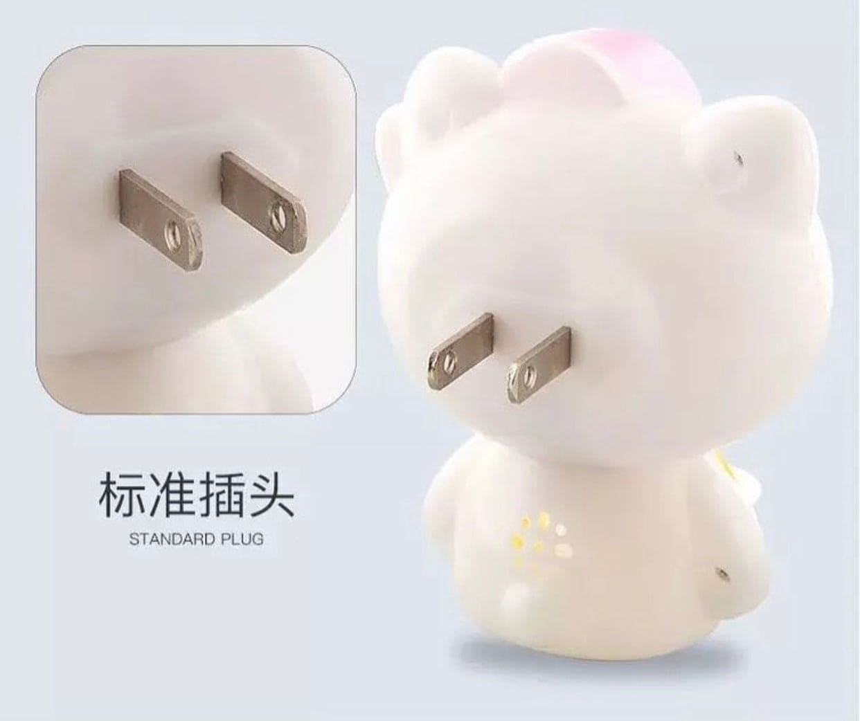 Hello Kitty Night Light, Cartoon Kitty Modeling Tri Color LED Night Light, Eye Protection Plug Lamp