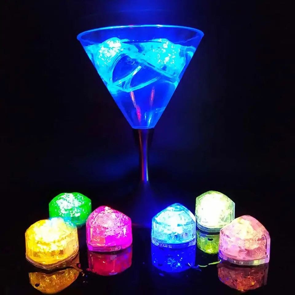 Multicolor LED Ice Cubes, Glowing Ice Cubes, Luminous Ice Cubes, Led Flash Ice Drink Cup Sensor Glow Light, Automatic Flashing Sensor Cubes, Liquid Sensor Reusable Ice Cube, Decor Induction Light Bar Party Supplies