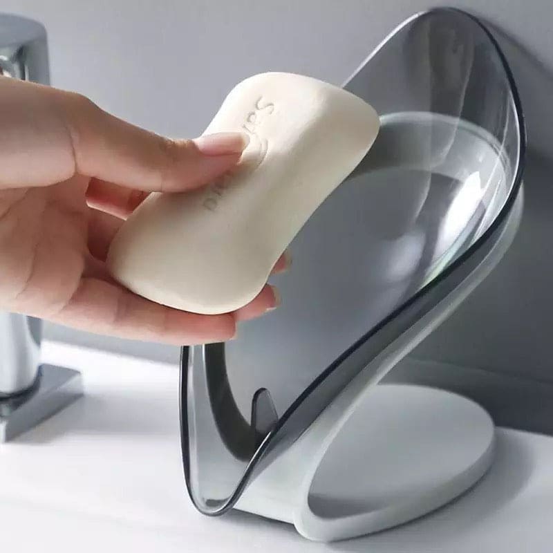 Automatic Leaf-Shaped Draining Soap Holder, Perforated Suction Cup Soap Dish, Toilet Shower Non-slip Drain Soap Case, Creative Sucker Leaf Soap Box, V Shaped Leaf Soap Holder, Transparent Leaf Soap Dish