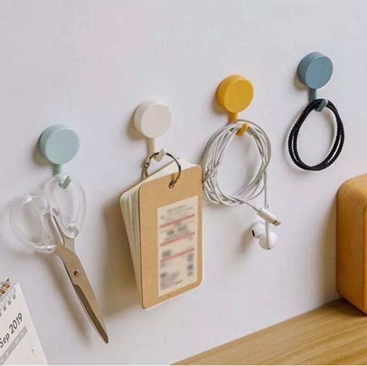 10 Pcs Nail Free Solid Color Free Punching Door Hooks, Without Trace Nail Small Hooks, Wall Mounted Hook, Strong Drill-free Kitchen Hook